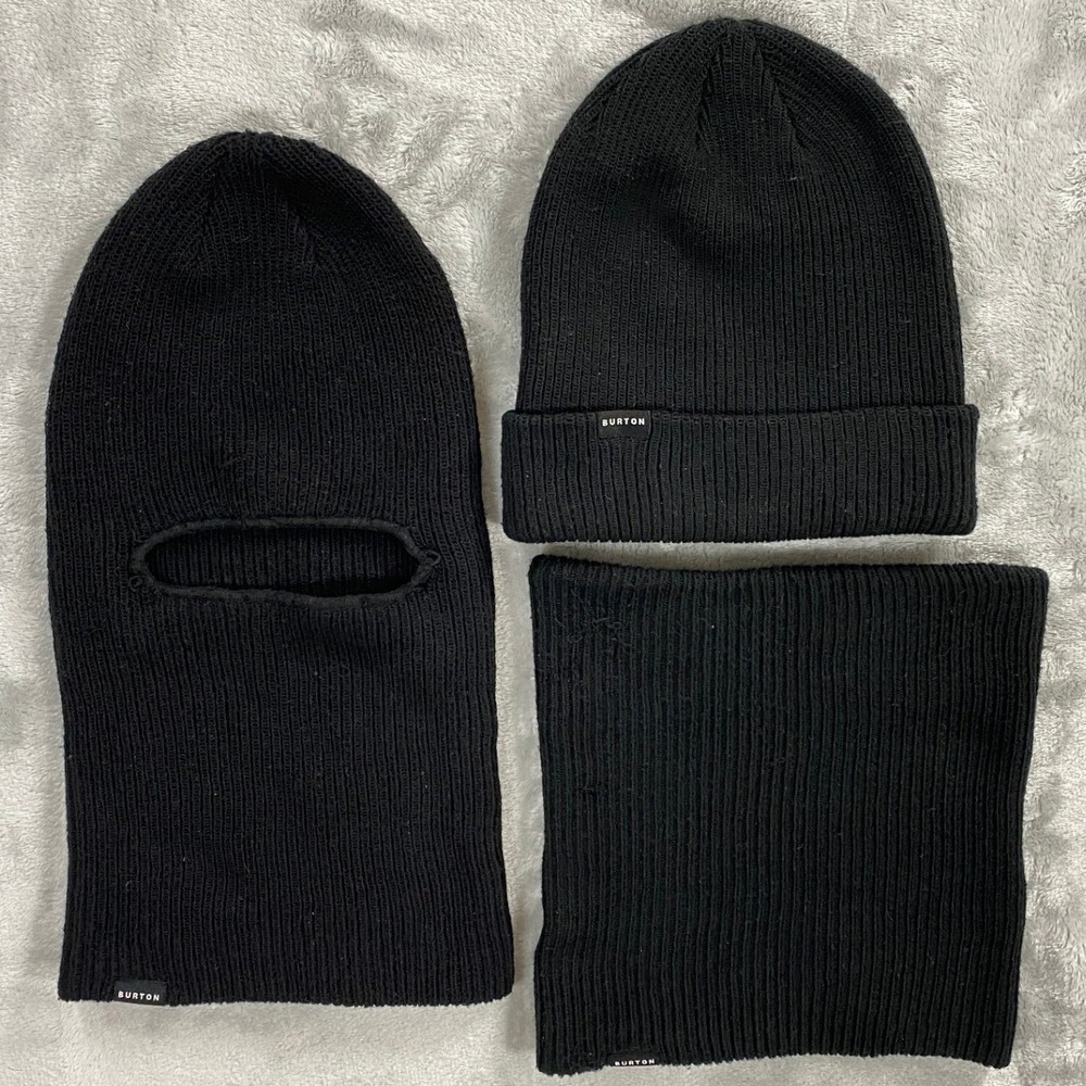 Burton 3 Piece RCY Knit Snowboarding Beanie/ Balaclava/ Neck Warmer Men OS Black